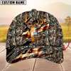 BlueJose Deer Hunting Eternity Cracked Flag Multicolor Personalized Name 3D Cap