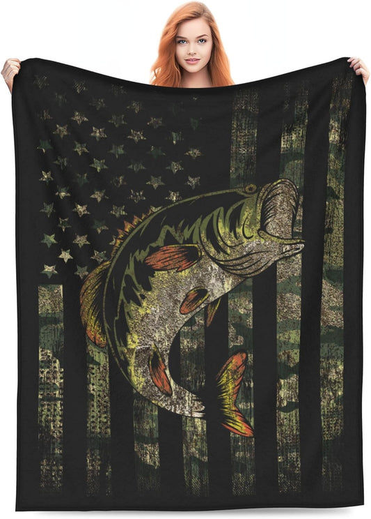 BlueJose Bass Fishing Camouflage Blanket