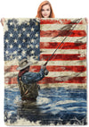 BlueJose Fisherman with American Flag Fishing Blanket
