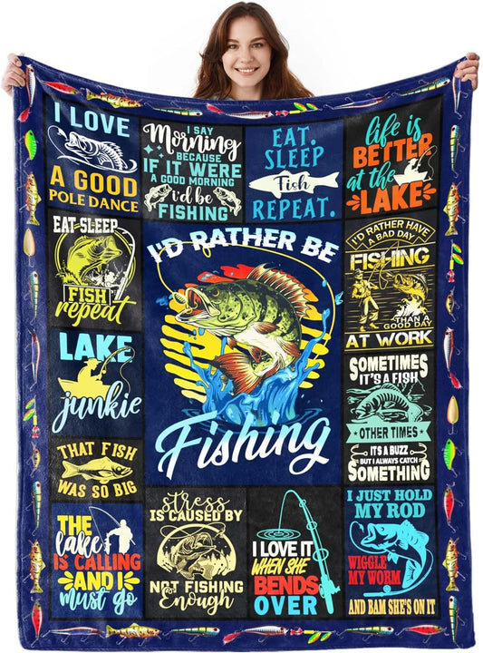 BlueJose I'd Rather Be Fishing Blanket