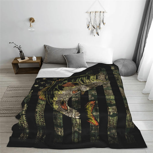 BlueJose Bass Fishing Camouflage Blanket