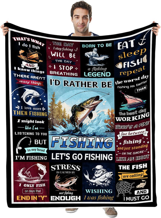BlueJose I'd Rather Be Fishing Blanket