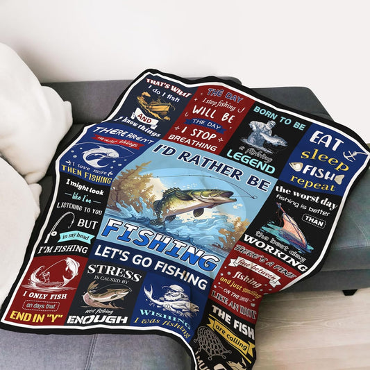 BlueJose I'd Rather Be Fishing Blanket