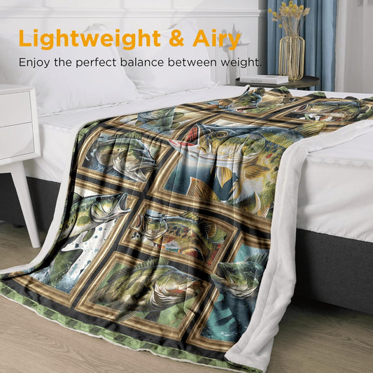 BlueJose Bass Fish Frame Fishing Blanket