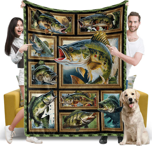 BlueJose Bass Fish Frame Fishing Blanket