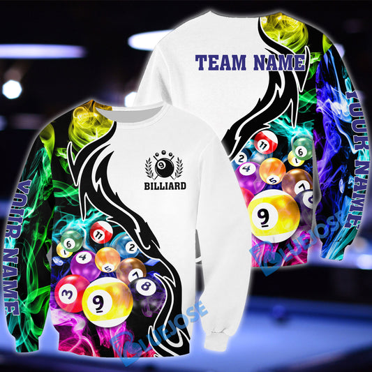 BlueJose Billiard 9 Ball Customized Name 3D Shirt