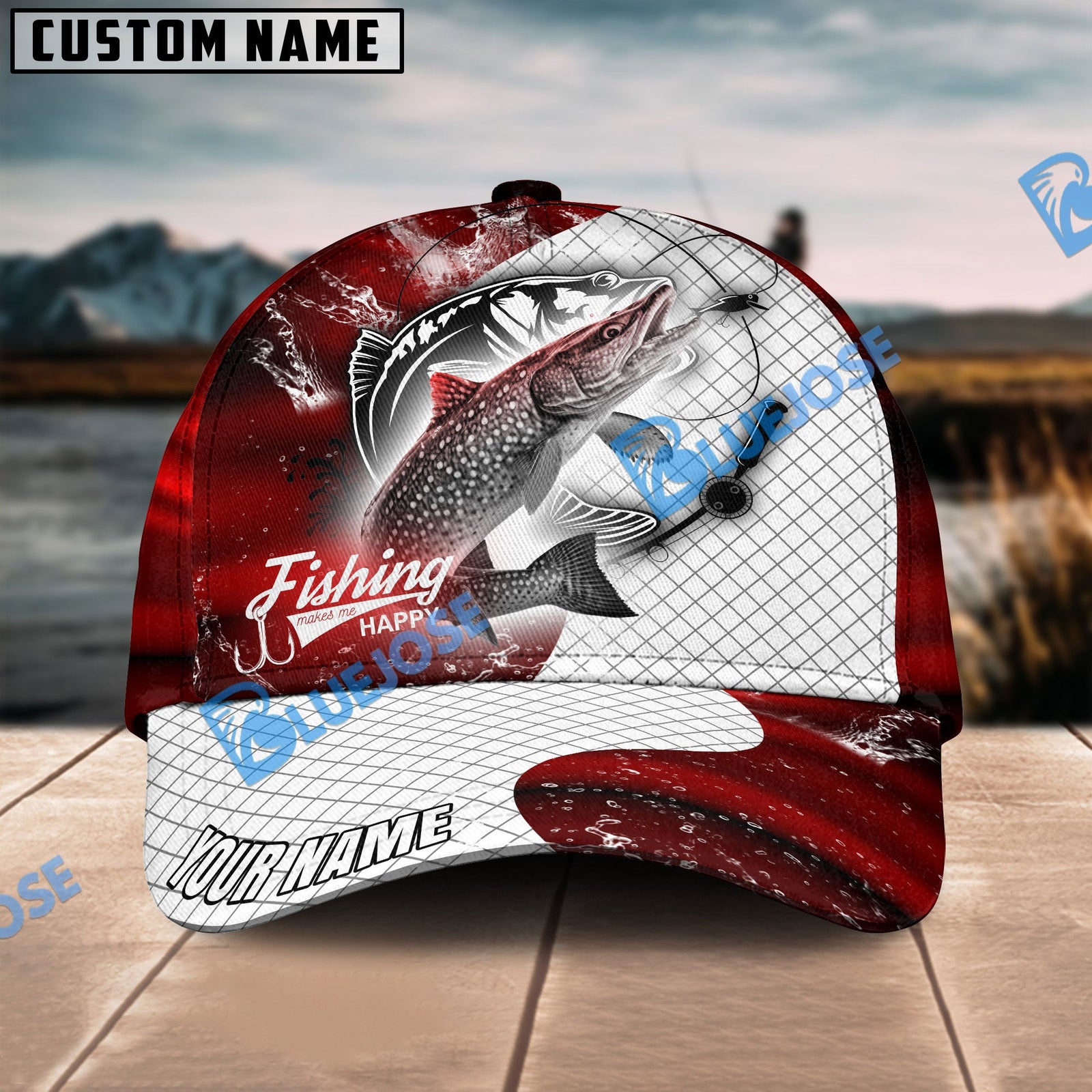 Bluejose Pike Fishing Dark Blue Skin Sport Personalized Cap