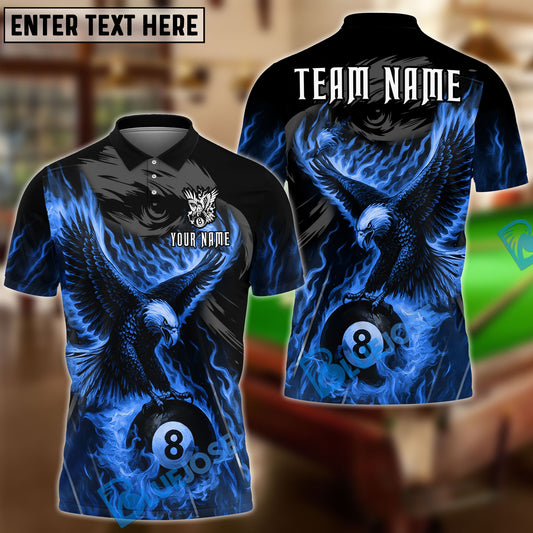 BlueJose Billiards Ball 8 Burning Eagle Personalized Name Shirt (4 Colors)