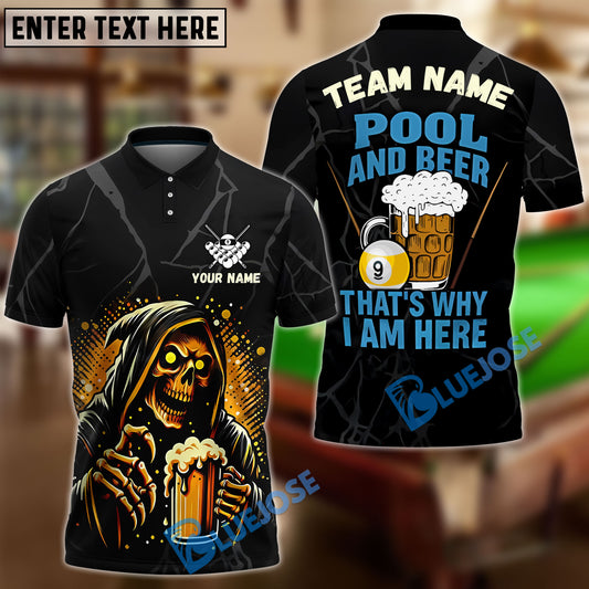 BlueJose Billiards Ball 9 Grim Reaper Beer Customized Name, Team Name 3D Shirt