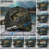 BlueJose Fishing Mossy Camo Water Ring Personalized Name Classic 3D Cap (13 Breeds)
