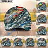 BlueJose Fishing American Flag Blue Camouflage Personalized Name Classic 3D Cap (13 Breeds)