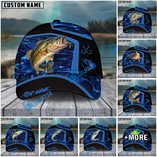 BlueJose Fishing Blue Water Outdoor Personalized Name Classic 3D Cap (13 Breeds)