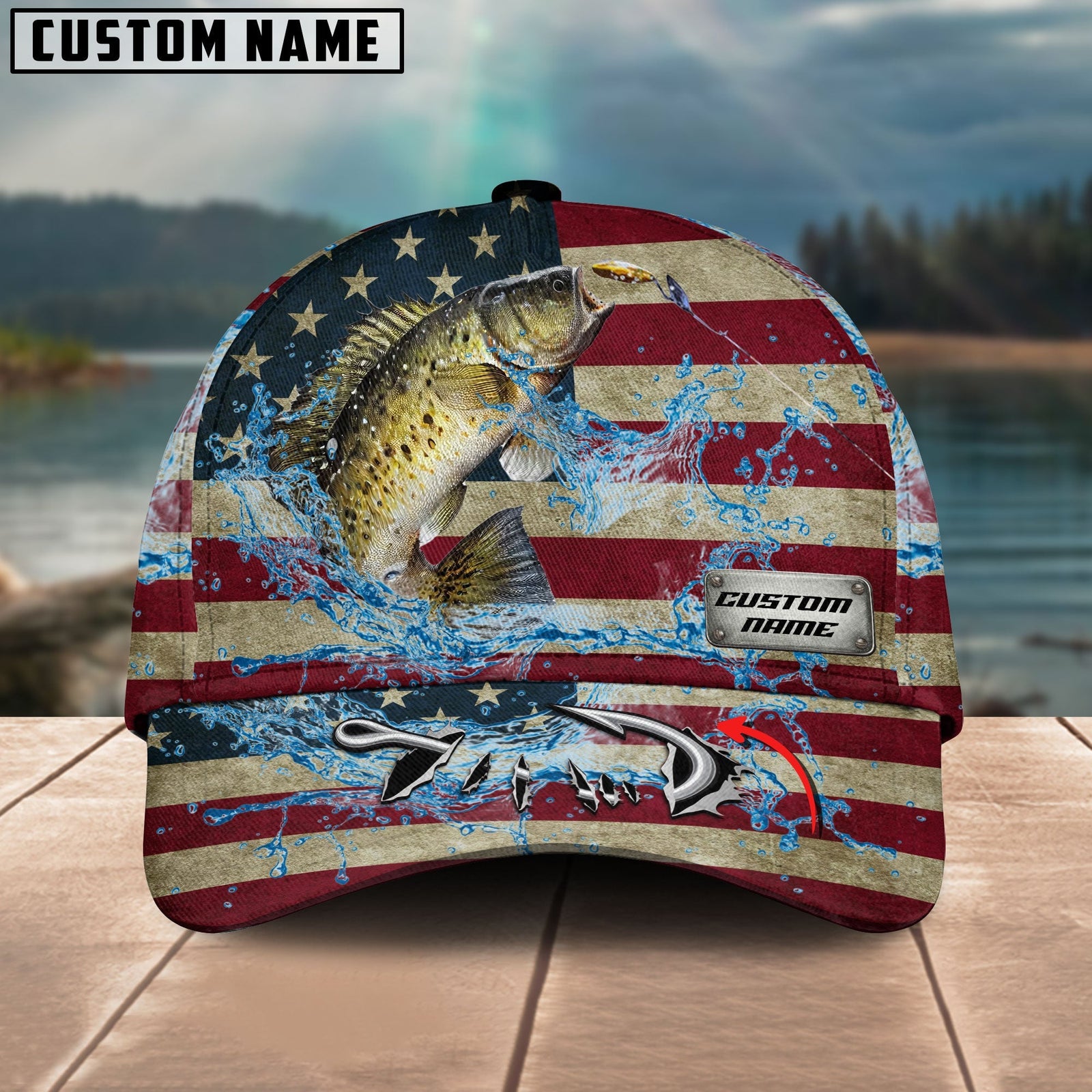 BlueJose Personalized American Crappie Water Splash FIshing Classic Cap