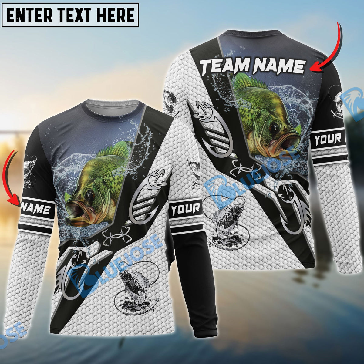 Bluejose Crappie Fishing Target Locked Custom Name &amp; Team Name 3D Shirts