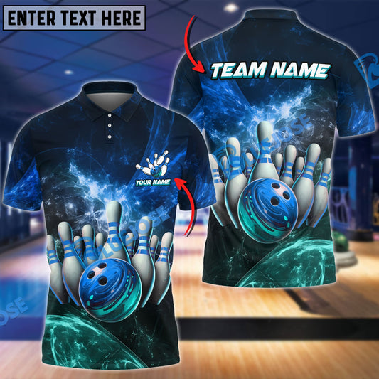 BlueJose Bowling And Pins Light Crash Customized Name 3D Shirt (4 Colors)