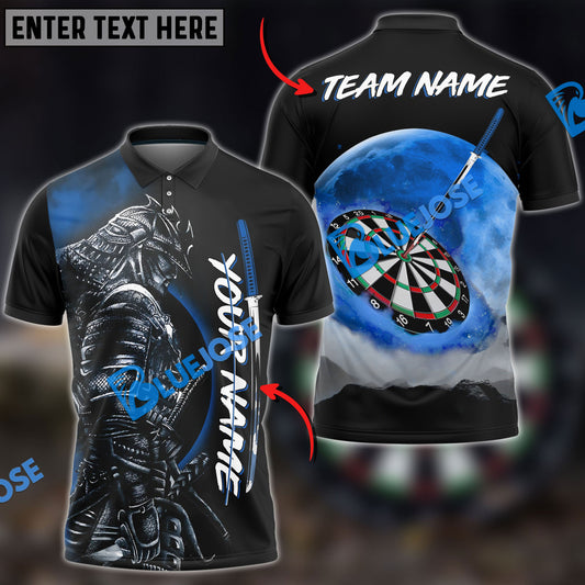 BlueJose Darts Moon Samurai Personalized Name, Team Name Shirt (4 Colors)