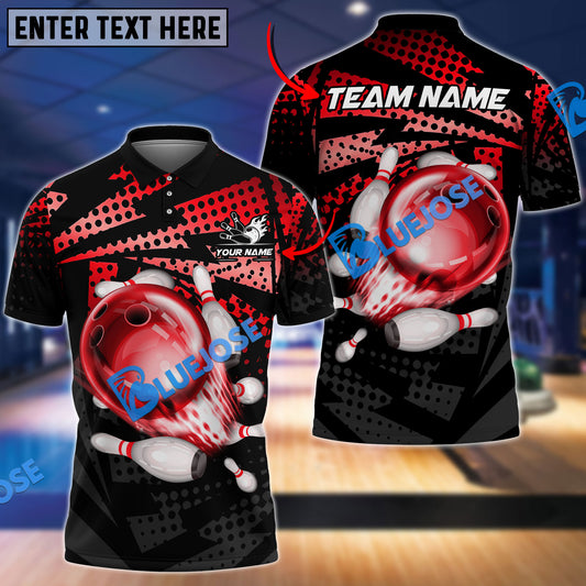 BlueJoses Bowling And Pins Lightning Point Strike Customized Name 3D Shirt ( 6 Colors)