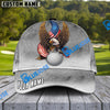 BlueJose Golf Fire Ball Eagle American Flag Personalized Name Cap ( 4 Colors )