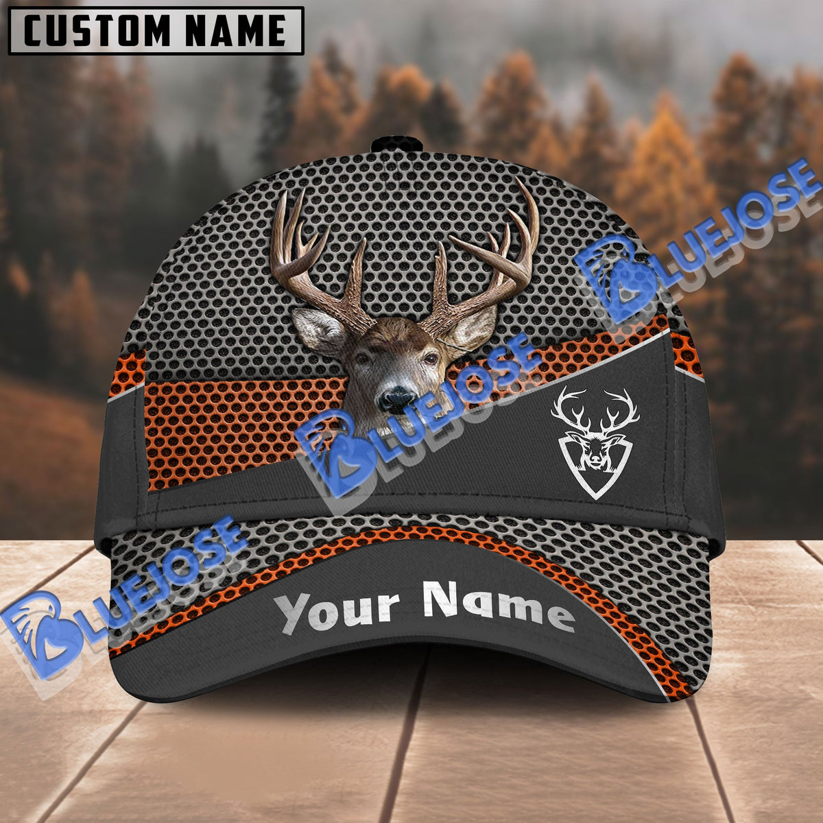 BlueJose Hunting Deer Black Metal Multicolor Personalized Cap