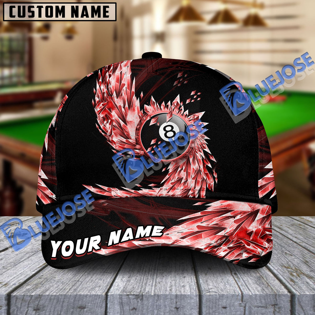 BlueJose Billiards Ball 8 Breath Of Ice Personalized Name Cap (6 Colors)
