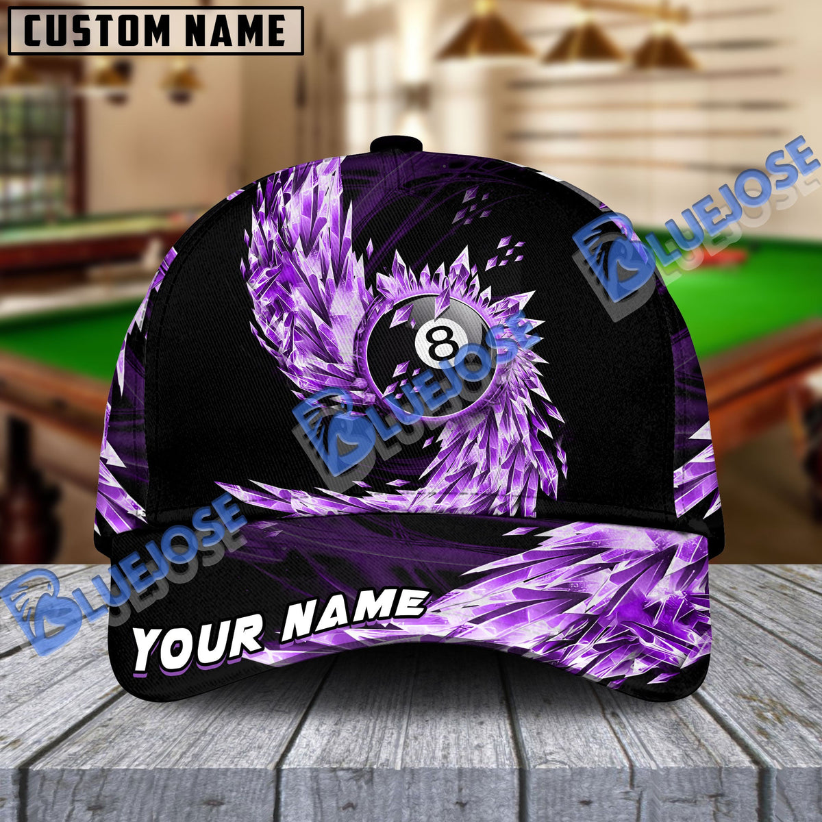 BlueJose Billiards Ball 8 Breath Of Ice Personalized Name Cap (6 Colors)