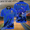 BlueJoses Bowling And Pins Burning Rage Skull Customized Name 3D Shirt ( 6 Colors)