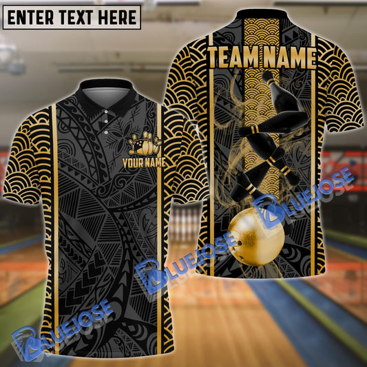 BlueJoses Bowling And Pins Maori Pattern Multicolor Customized Name 3D Shirt ( 4 Colors )