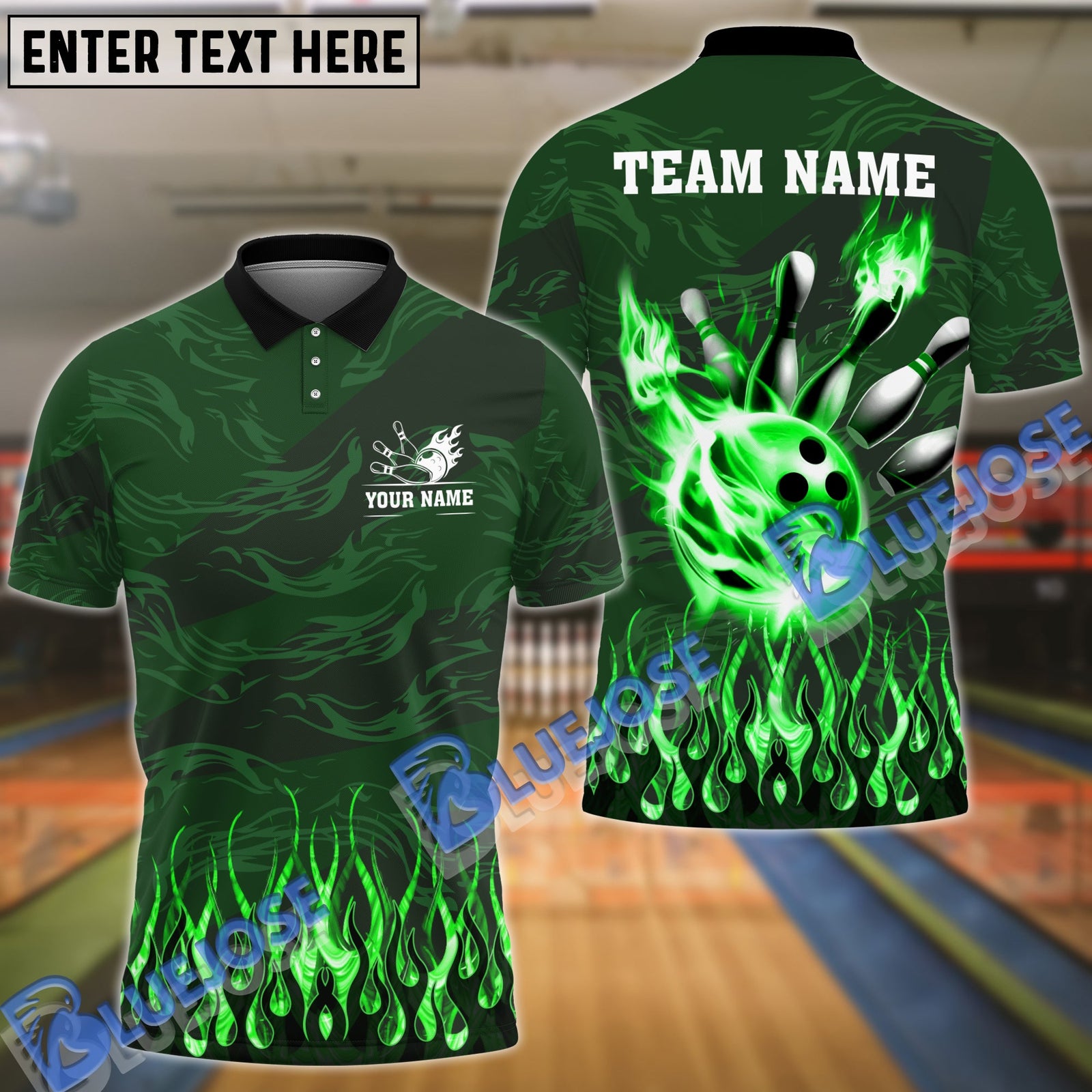 BlueJose Bowling And Pins Fireball Magic Customized Name 3D Shirt (4 Colors)