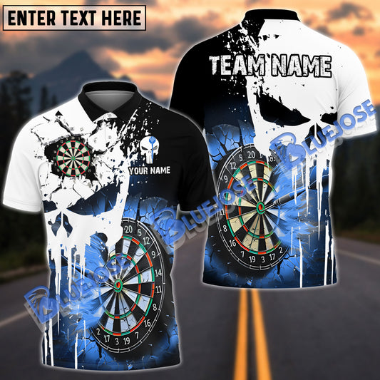 BlueJose Darts Punished Skull Flame Personalized Name, Team Name 3D Shirt (4 Colors)