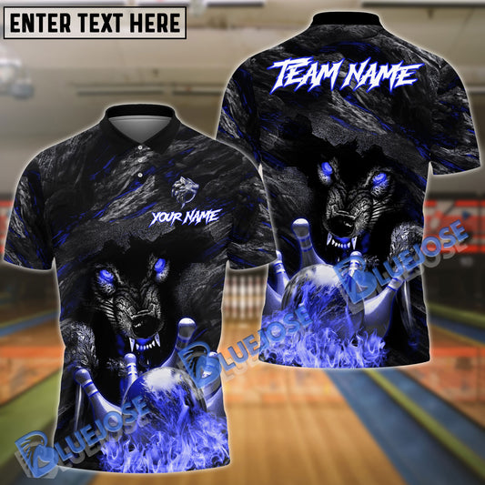 BlueJose Bowling And Pins Werewolf Crack Flame Wall Customized Name 3D Shirt (4 Colors)