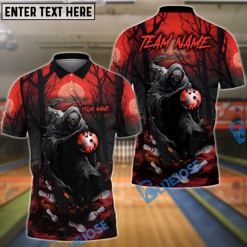 BlueJose Bowling And Pins Moon Night Reaper Customized Name 3D Shirt (4 Colors)