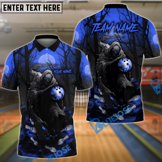 BlueJose Bowling And Pins Moon Night Reaper Customized Name 3D Shirt (4 Colors)