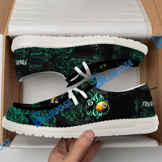 BlueJose Billiards Ball 8 & 9 Yinyang Dragon Tiger White Canvas Loafer Shoes ( 4 Colors )