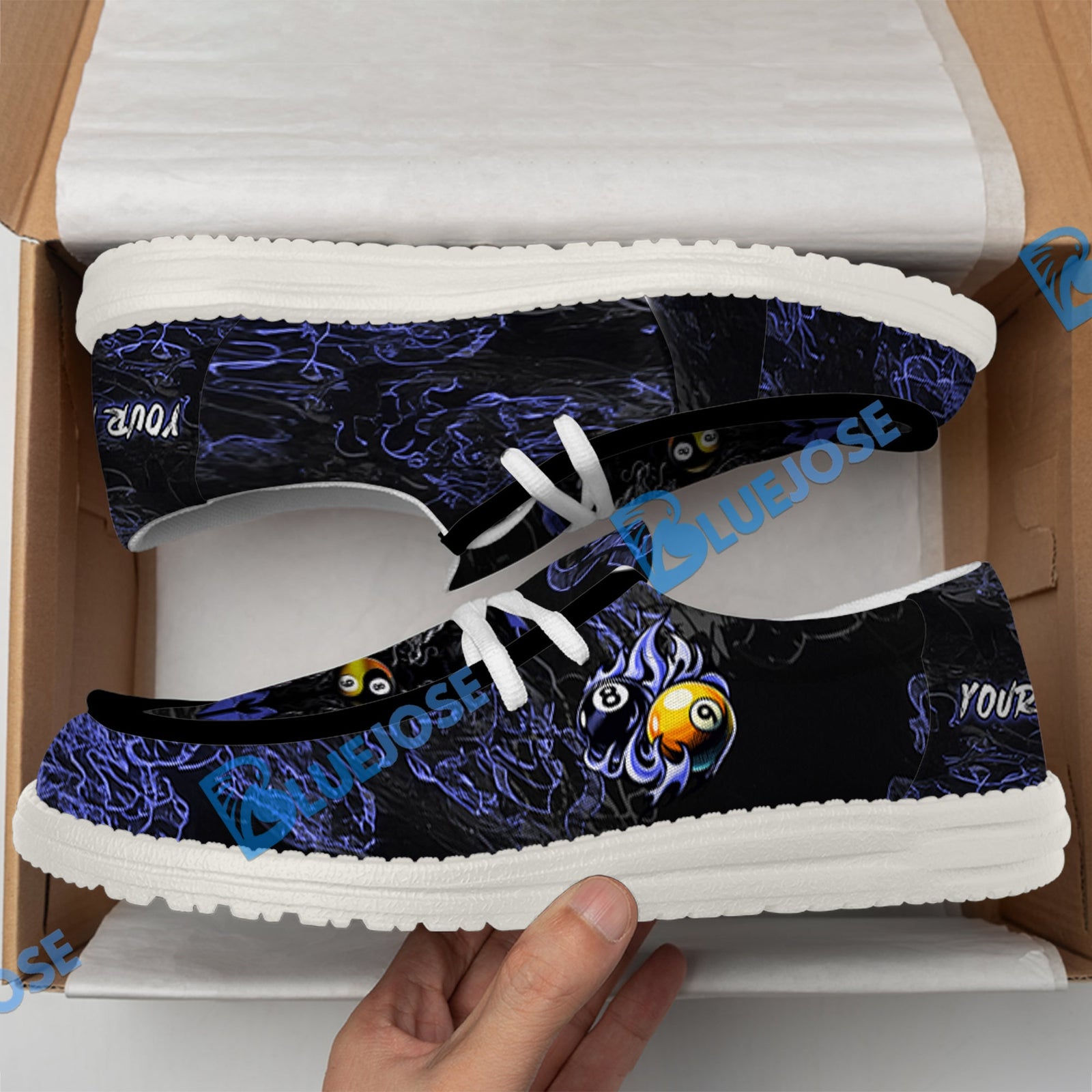 BlueJose Billiards Ball 8 & 9 Yinyang Dragon Tiger White Canvas Loafer Shoes ( 4 Colors )