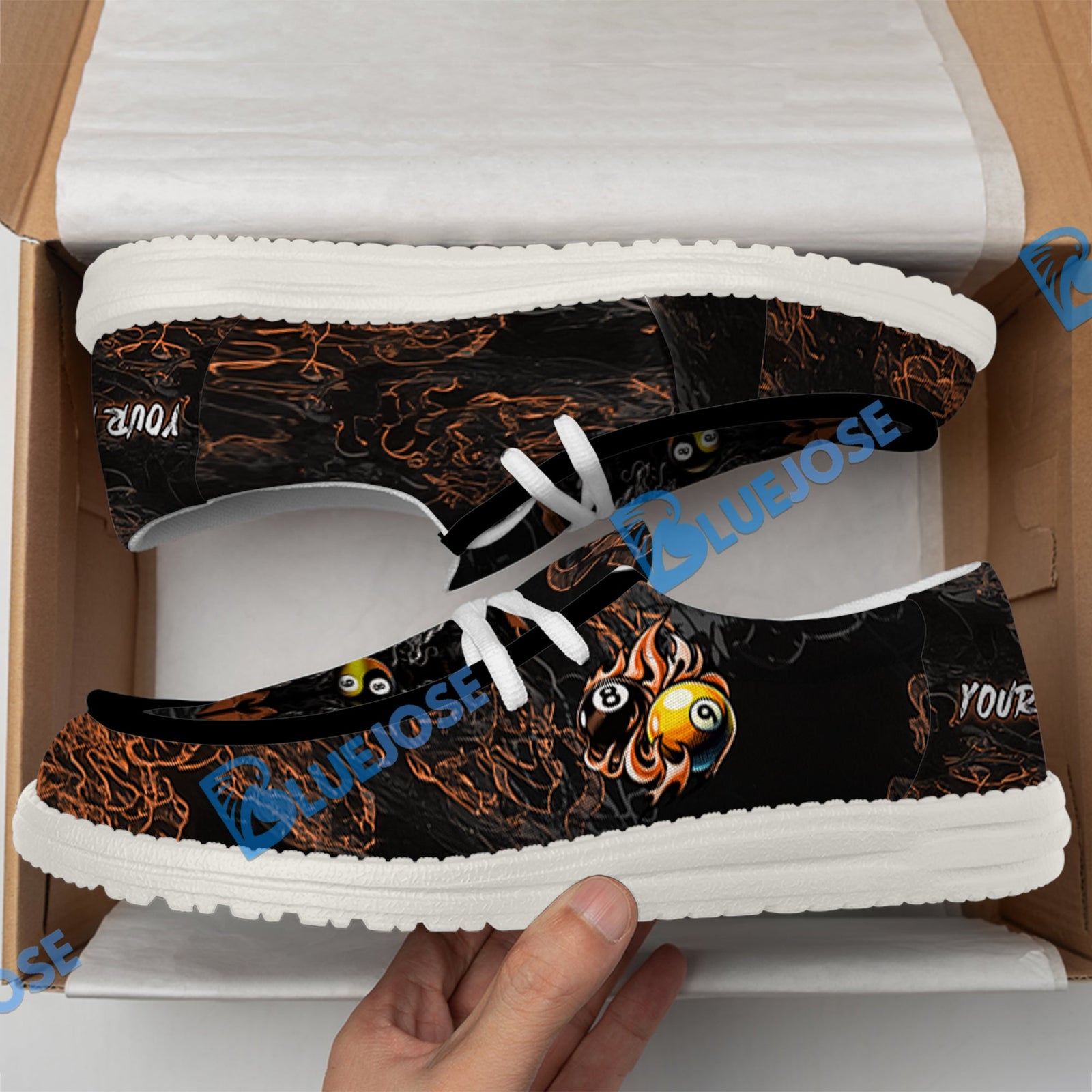 BlueJose Billiards Ball 8 & 9 Yinyang Dragon Tiger White Canvas Loafer Shoes ( 4 Colors )