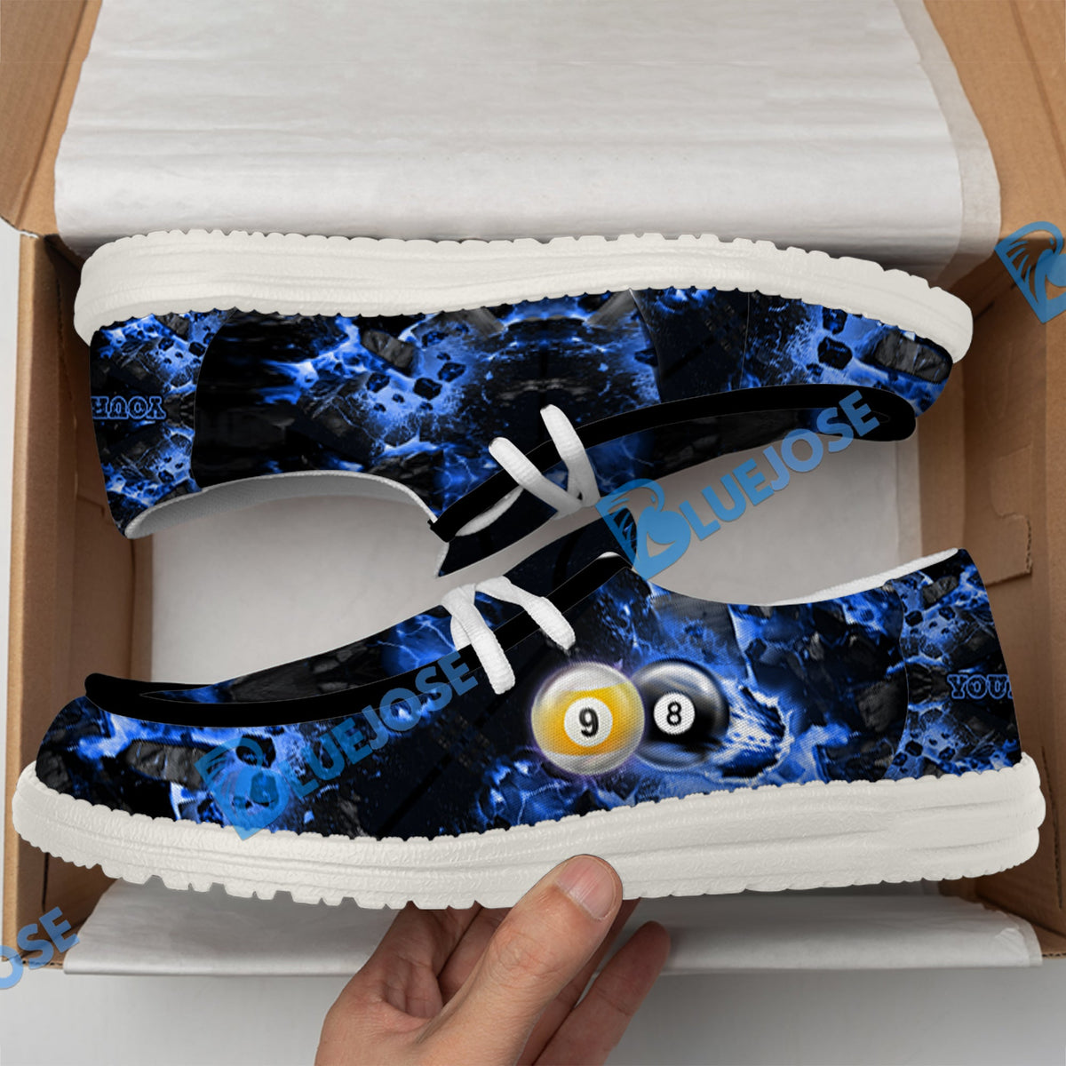 BlueJose Billiards Ball 8&amp;9 Shoot And Destroy White Canvas Loafer Shoes ( 4 Colors )