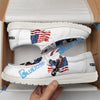 BlueJose Billiards 8 Ball Eagle US Flag Retro White Canvas Loafer Shoes