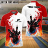 BlueJose Bowling And Pins Basic Fire Flame Customized Name 3D Shirt (4 Colors)