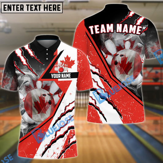 BlueJoses Bowling Canadian Flag Patriot Customized Name, Team Name 3D Shirt