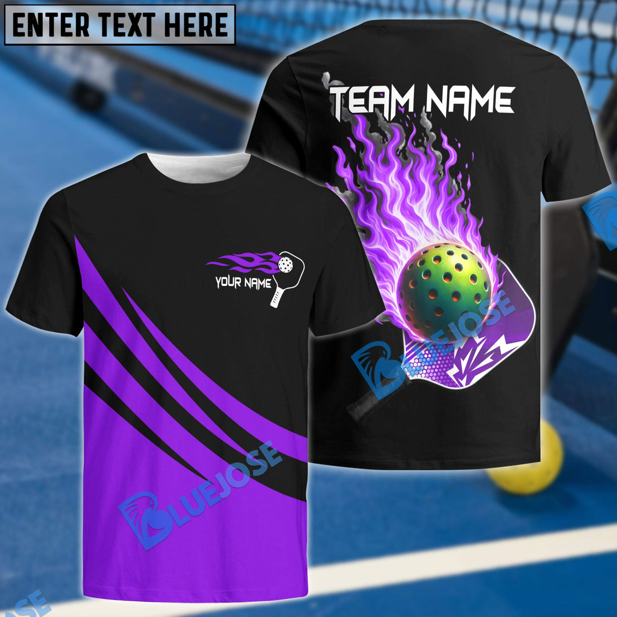 BlueJose Pickleball Sport Basic Personalized Name, Team Name Unisex Shirt (4 Colors)