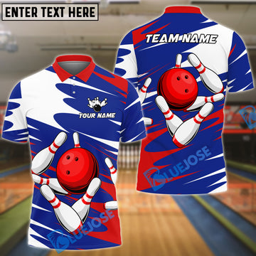 BlueJose Bowling And Pins Twin Side Multicolor Options Personalized Name, Team Name 3D Shirt (4 Colors)