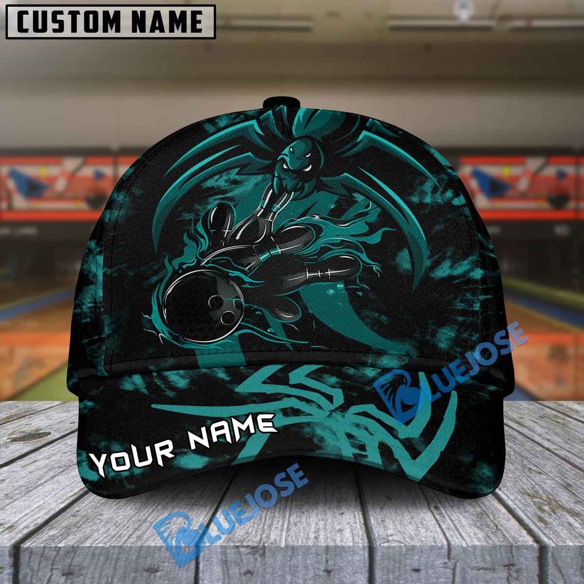 BlueJoses Bowling And Pins Spider Multicolor Personalized Name Cap