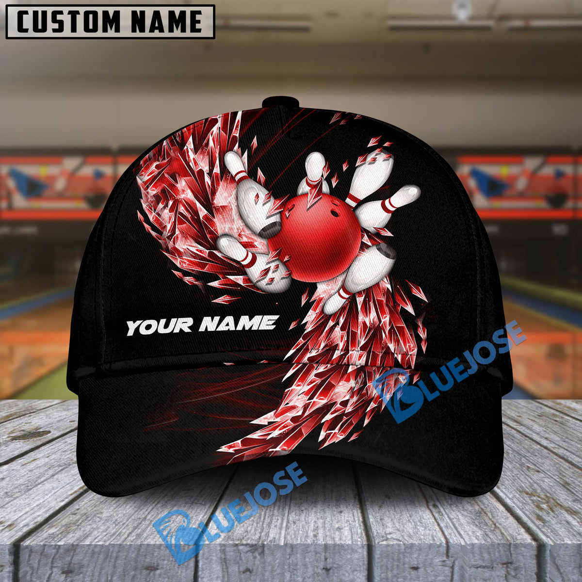 BlueJoses Bowling And Pins Ice Breath Multicolor Personalized Name Cap