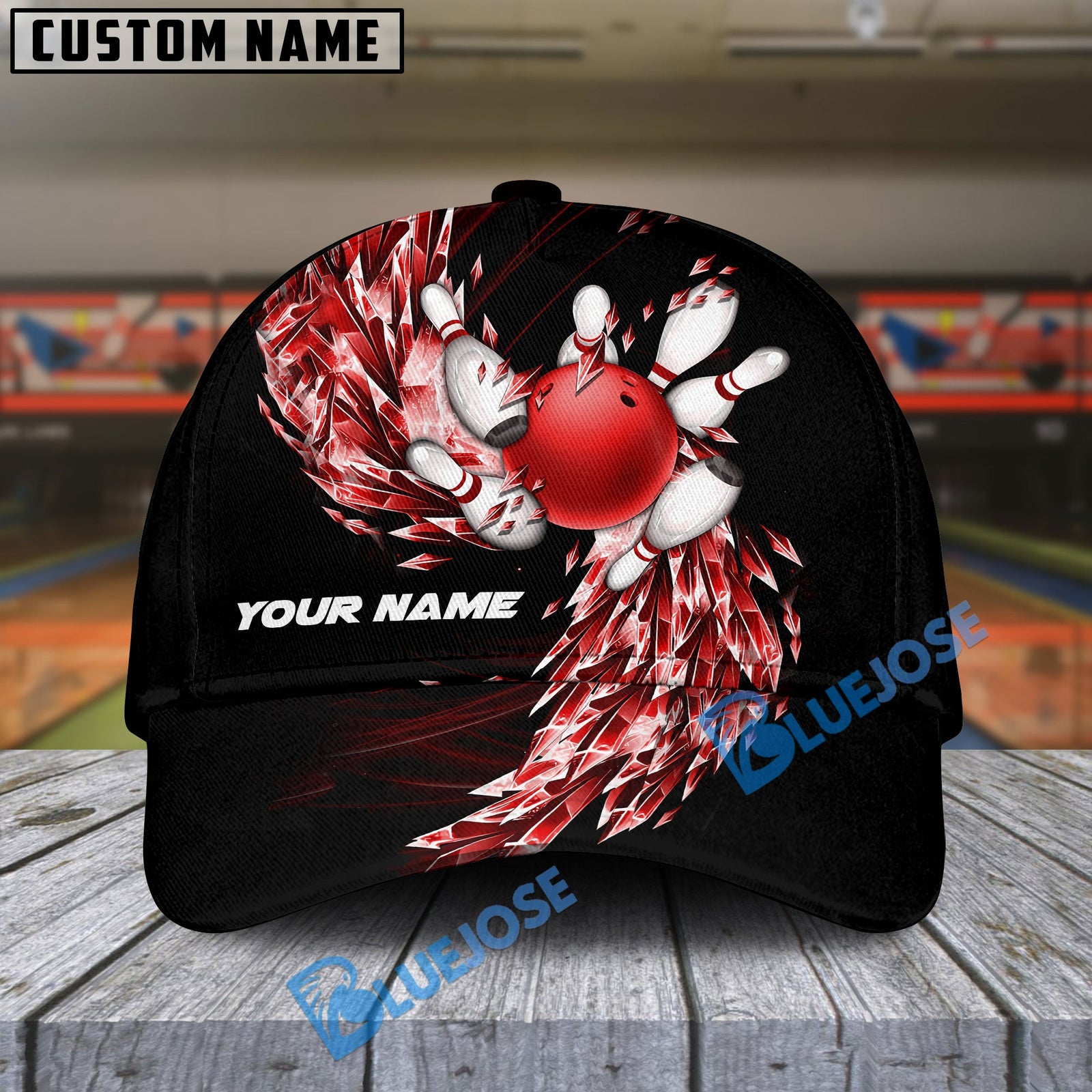 BlueJoses Bowling And Pins Ice Breath Multicolor Personalized Name Cap
