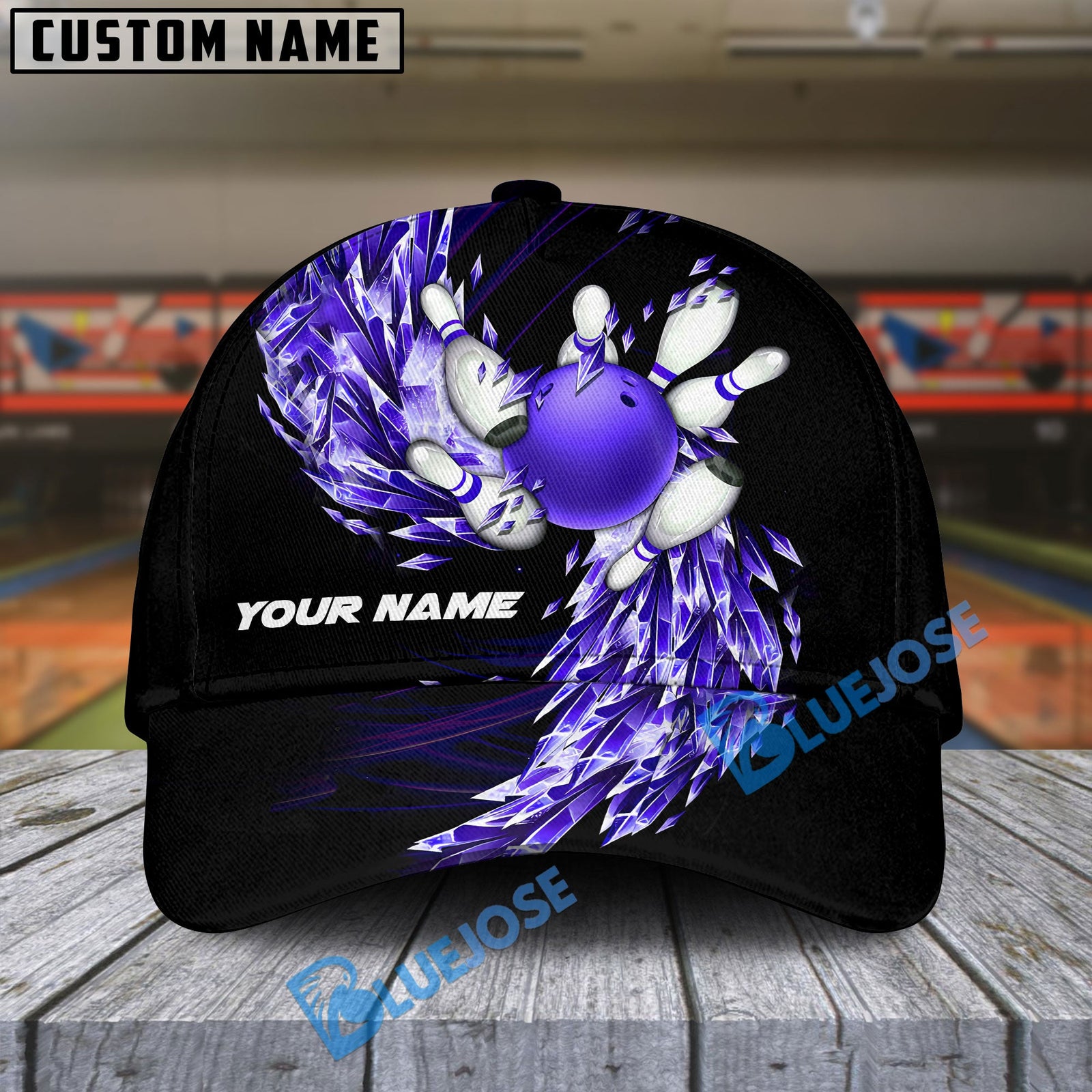 BlueJoses Bowling And Pins Ice Breath Multicolor Personalized Name Cap