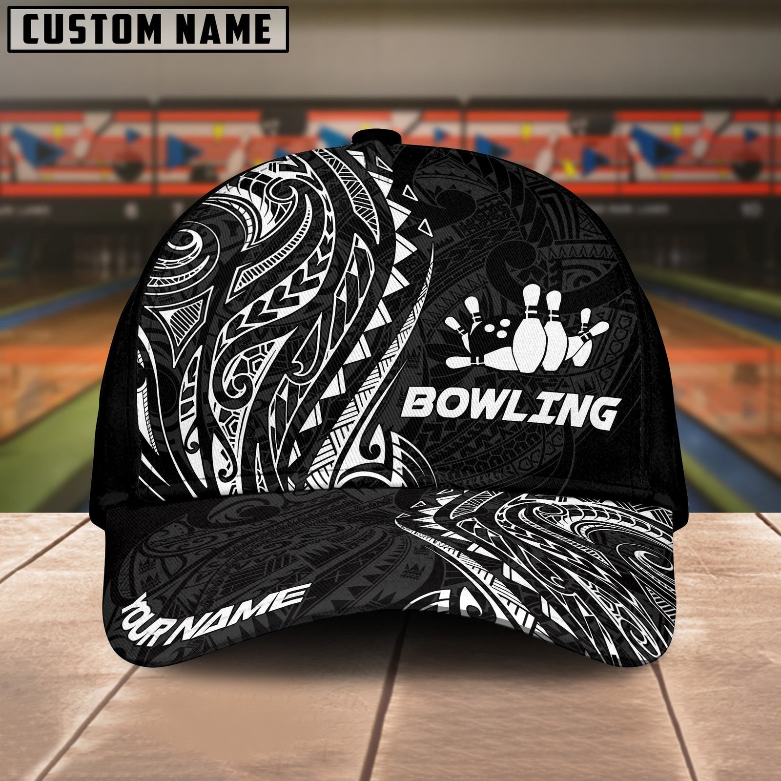 BlueJoses Bowling And Pins Maori Multicolor Personalized Name Cap