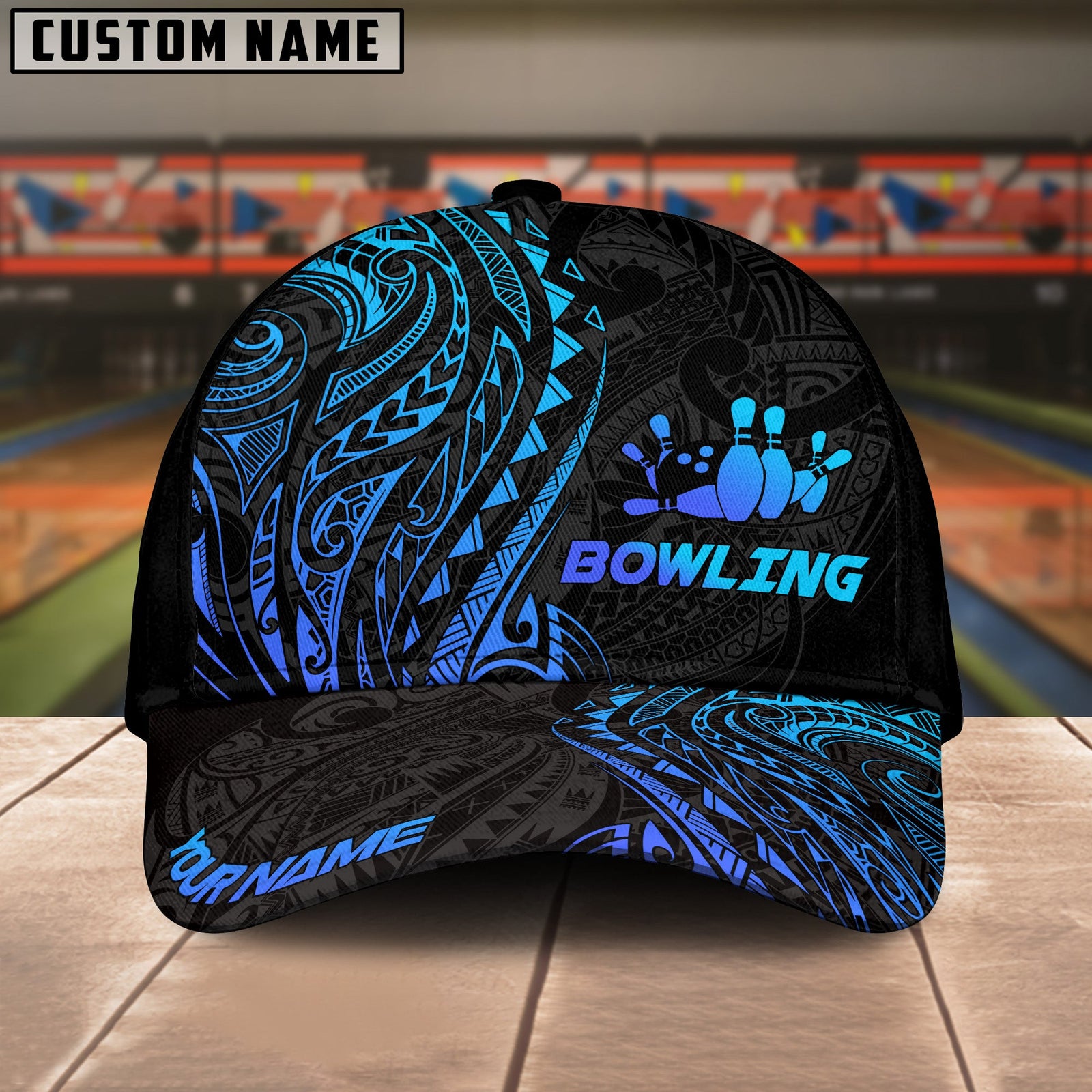 BlueJoses Bowling And Pins Maori Multicolor Personalized Name Cap