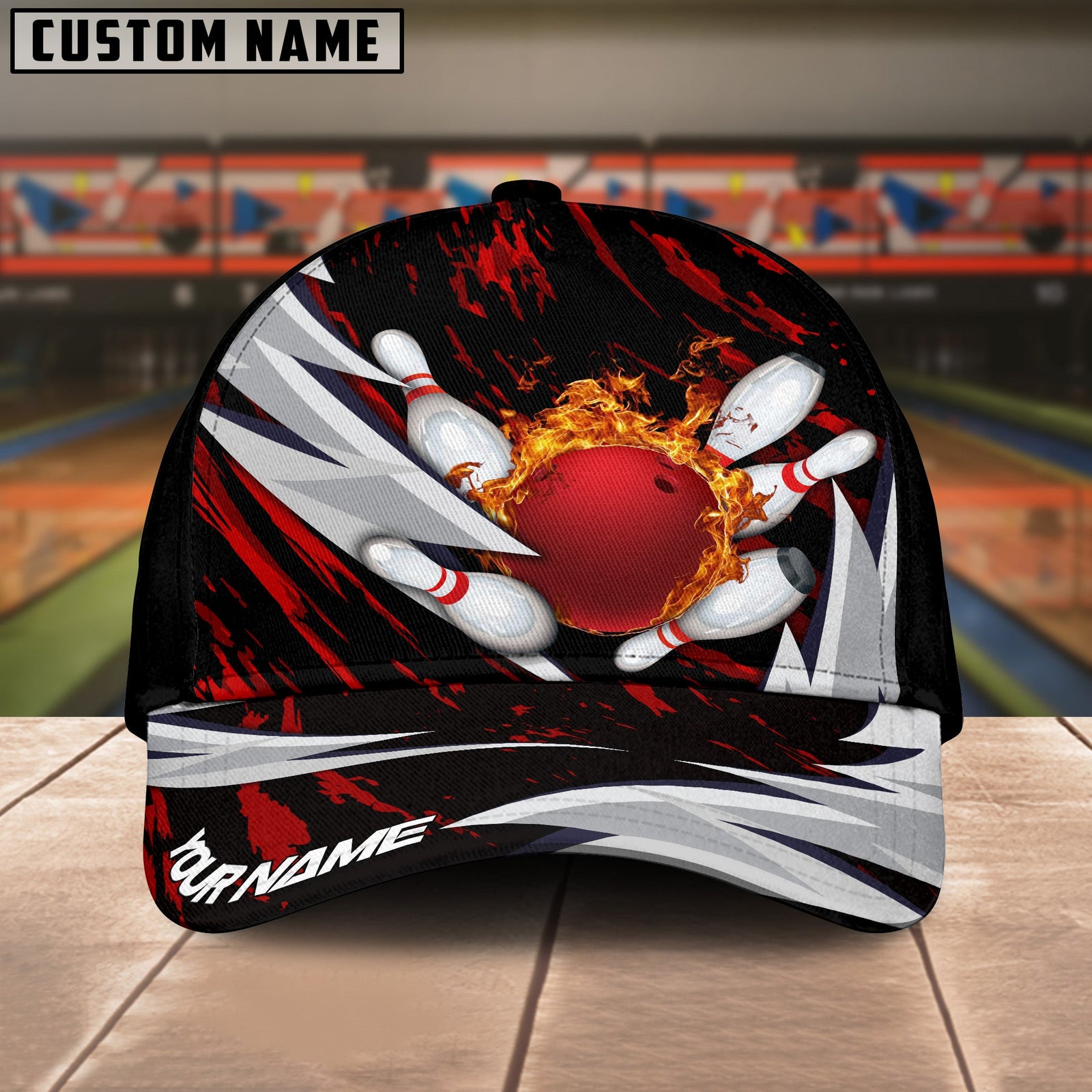 BlueJoses Bowling And Pins Thunders Multicolor Personalized Name Cap