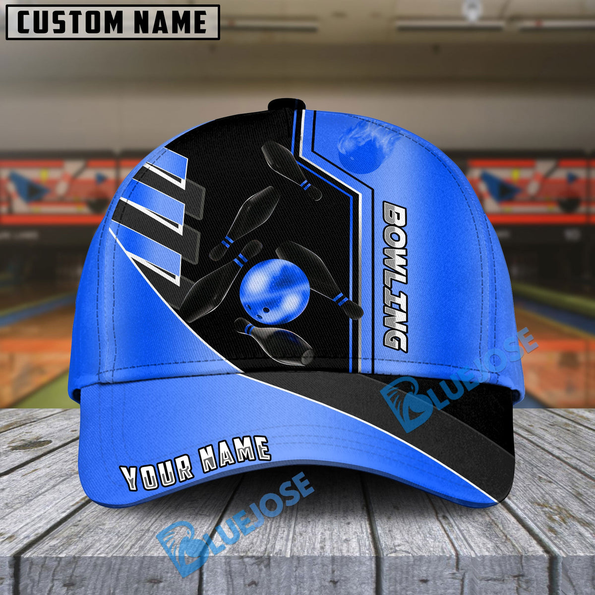 BlueJoses Bowling And Pins  Premium Line Multicolor Personalized Name Cap