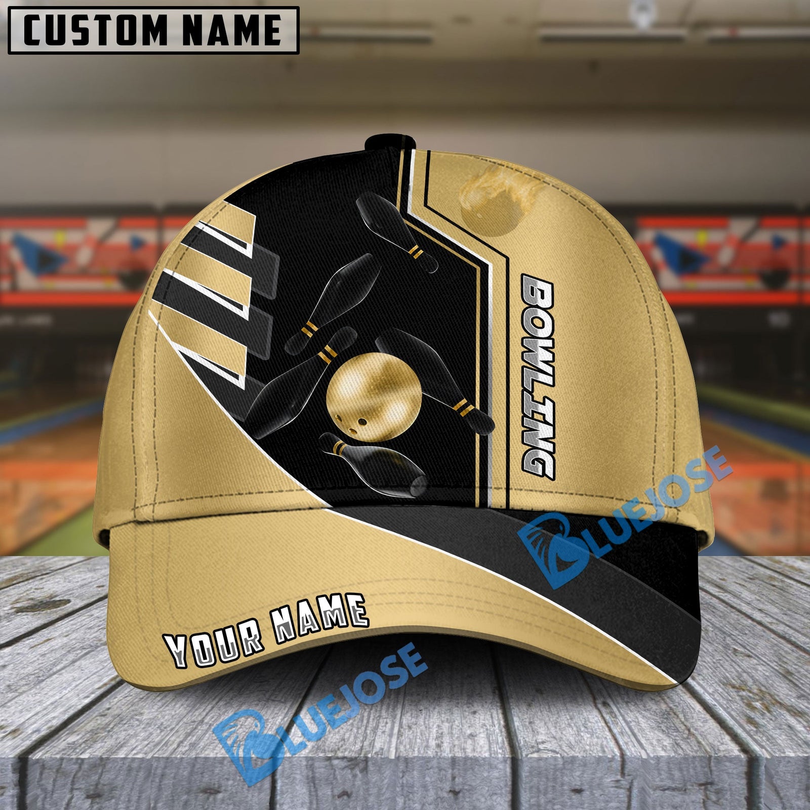 BlueJoses Bowling And Pins  Premium Line Multicolor Personalized Name Cap